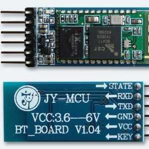 Hardware Features: Typical -80dBm sensitivity Up to +4dBm RF transmit power Low Power 1.8V Operation ,1.8 to 3.6V I/O PIO control UART interface with programmable baud rate With integrated antenna With edge connector Software Features: Default Baud rate: 38400, Data bits:8, Stop bit:1,Parity:No parity, Data control: has. Supported baud rate: 9600,19200,38400,57600,115200,230400,460800. Given a rising pulse in PIO0, device will be disconnected. Status instruction port PIO1: low-disconnected, high-connected; PIO10 and PIO11 can be connected to red and blue led separately. When master and slave are paired, red and blue led blinks 1time/2s in interval, while disconnected only blue led blinks 2times/s. Auto-connect to the last device on power as default. Permit pairing device to connect as default. Auto-pairing PINCODE:”0000” as default Auto-reconnect in 30 min when disconnected as a result of beyond the range of connection.
