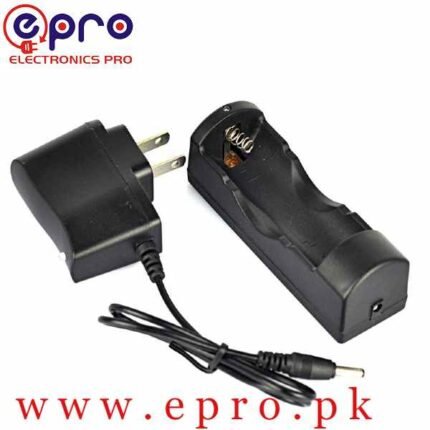Single Slot Battery Charger for 18650 16340 26650 Rechargeable 3.7V Li-ion with 5V Adapter in Pakistan