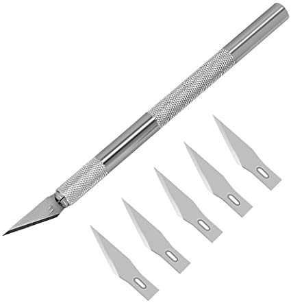 Precision Knife Art Hobby Knife Set for Crafts and Scrapbooking (Silver)
